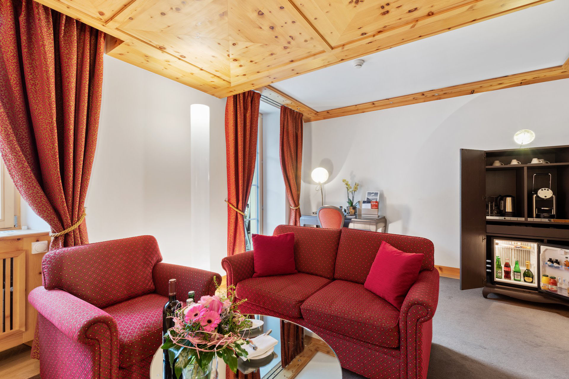 Superior One Bedroom Suite Matterhorn View Living Room- Grand Hotel Zermatterhof